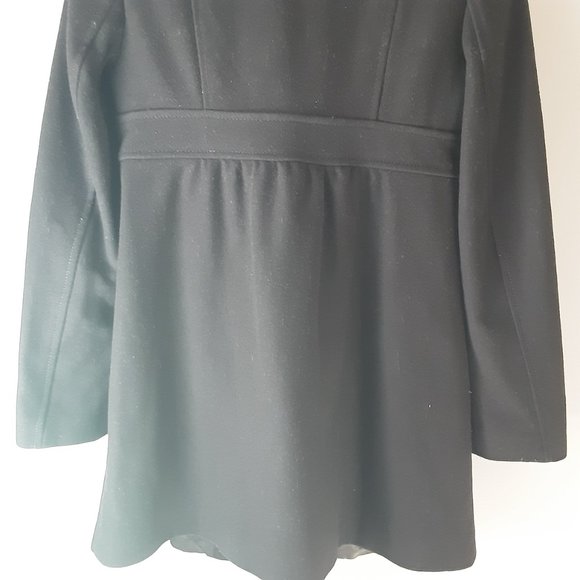 Stile Benetton Black Mid-length Wool Pea Coat Jacket | Size XS / Small - Picture 8 of 12